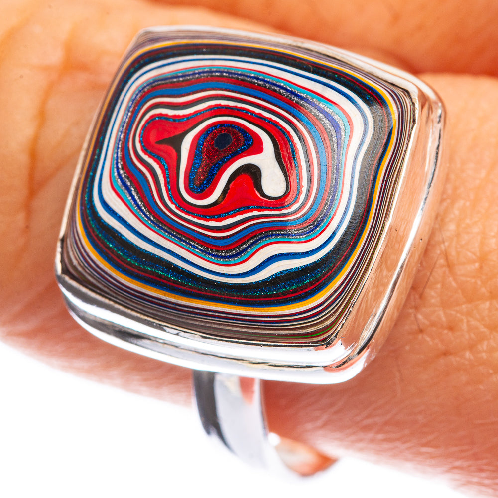 Rainbow Calsilica 925 Sterling Silver Ring Size 9.75