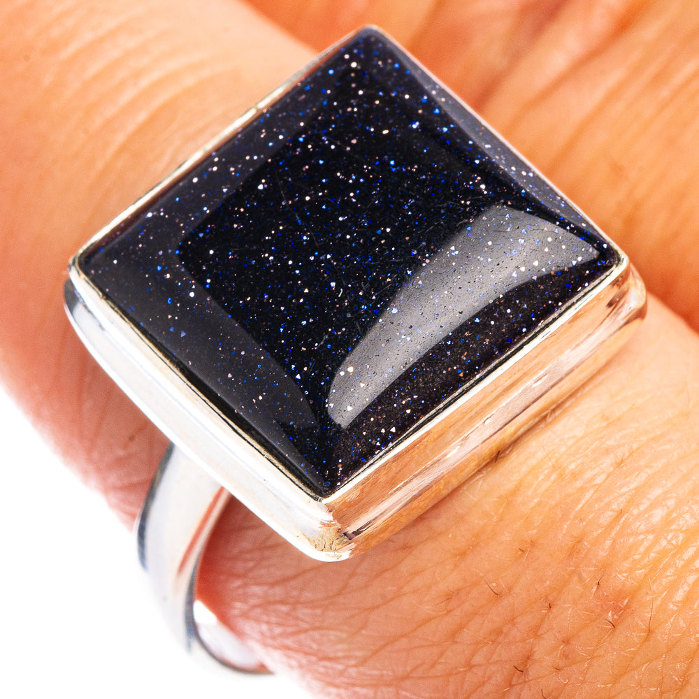 Blue Goldstone Ring Size 9.75 (.925 Sterling Silver)