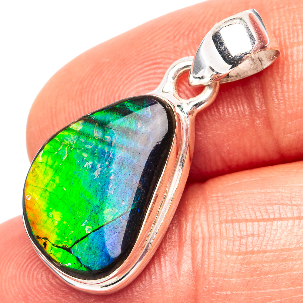 Premium Canadian Ammolite Pendant 1 1/8" (.925 Sterling Silver)