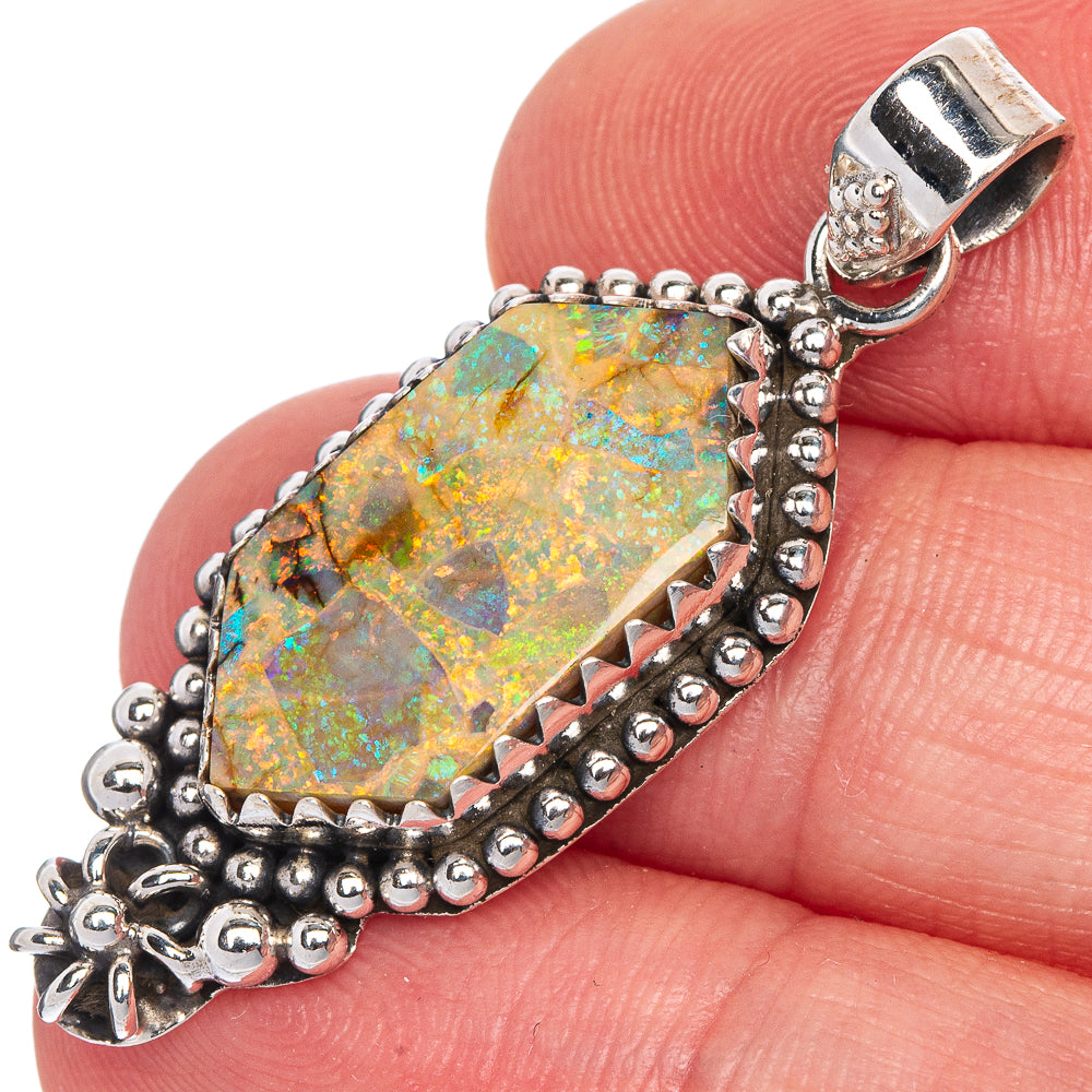 Rare Sterling Opal Pendant 1 5/8" (925 Sterling Silver) P40696