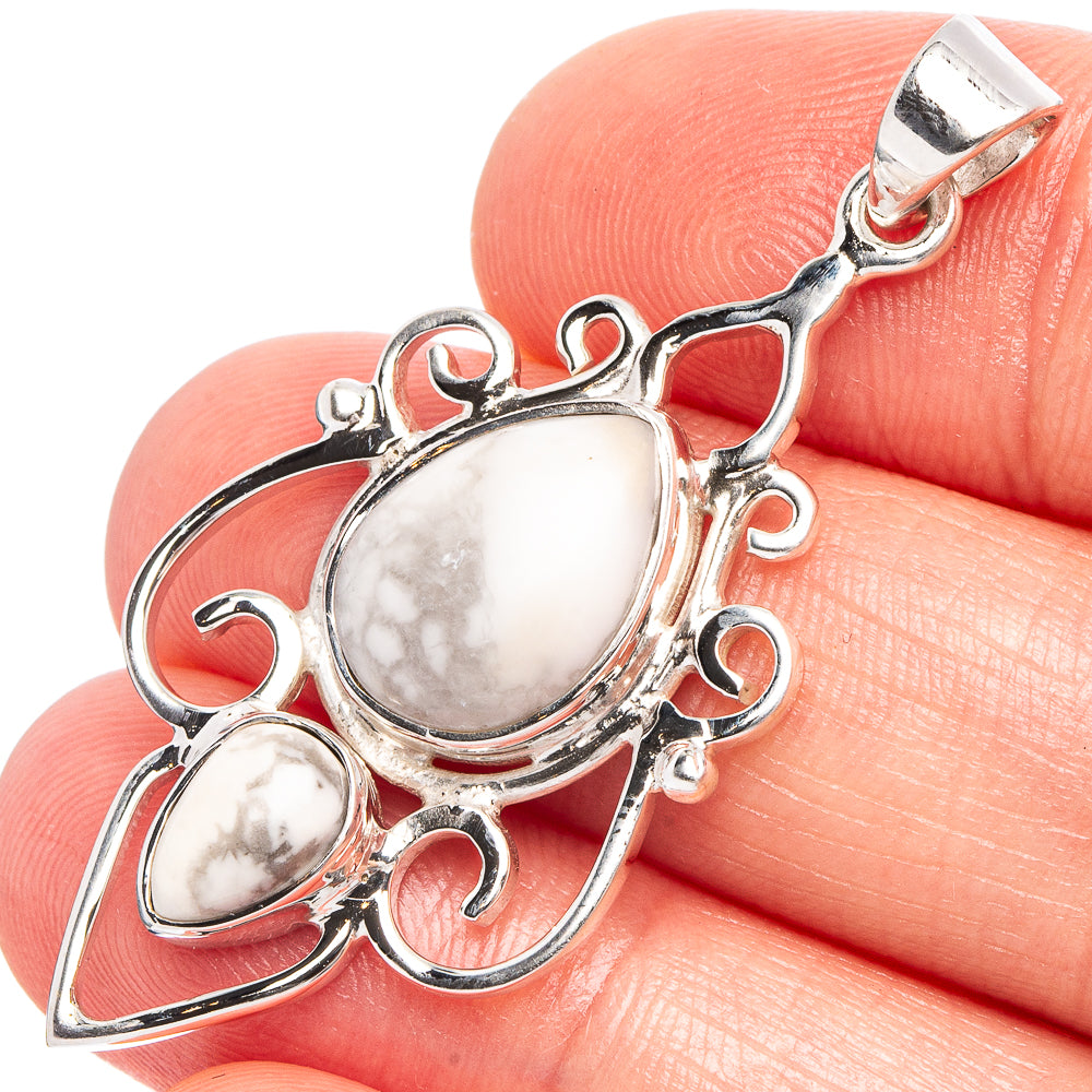 Howlite 925 Sterling Silver Premium Pendants 1 3/4" (925 Sterling Silver) P43742
