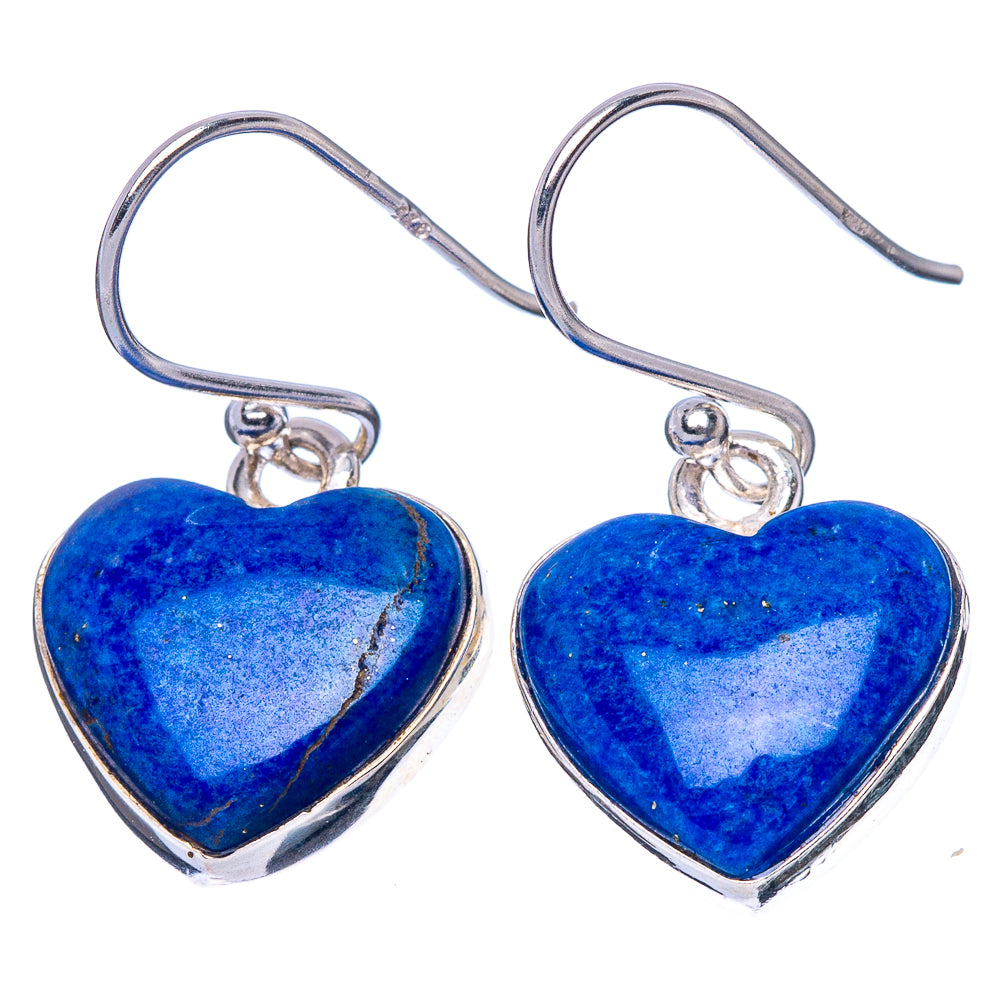 Lapis Lazuli Heart Earrings 1 1/8" (925 Sterling Silver) E1680