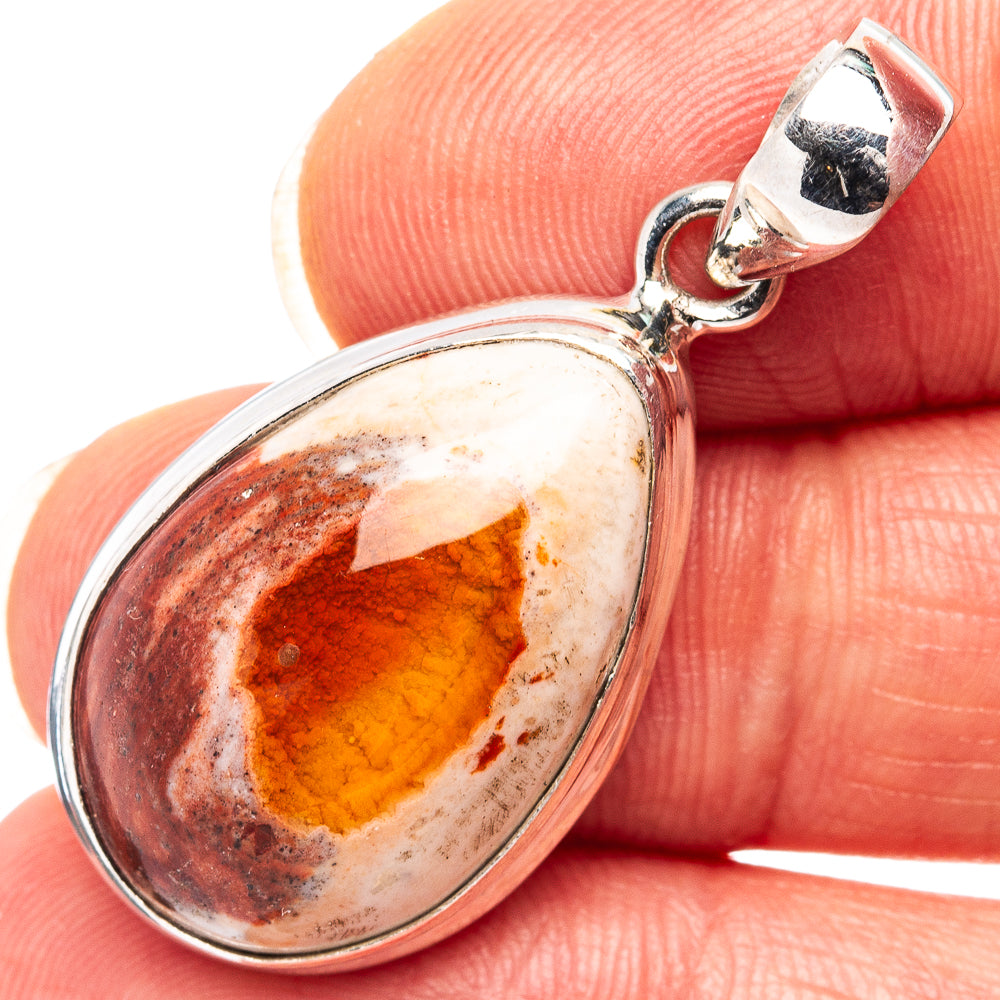 Rare Mexican Fire Opal Pendant 1 3/8" (.925 Sterling Silver)
