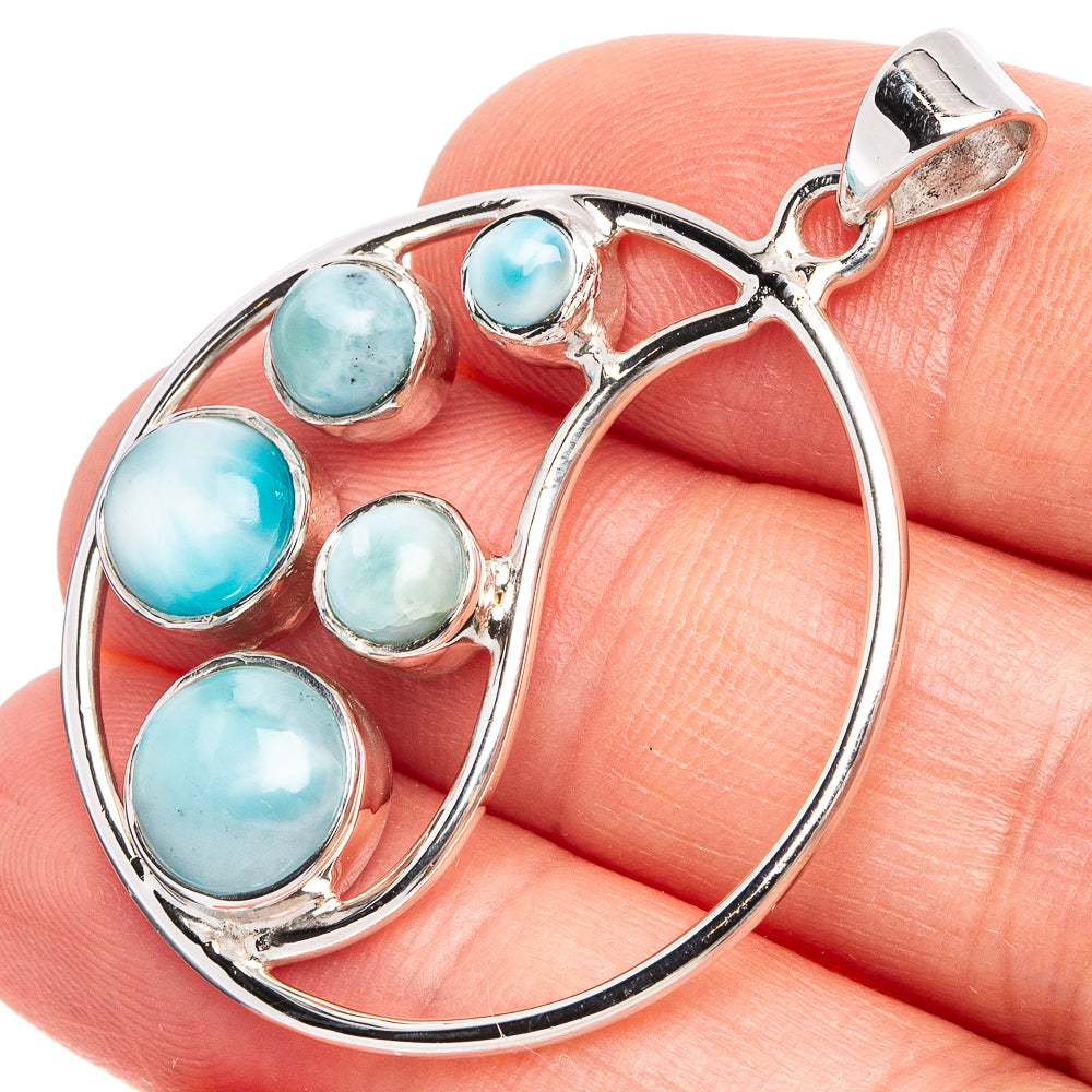 Larimar 925 Sterling Silver Premium Pendants 1 5/8" (925 Sterling Silver) P43756