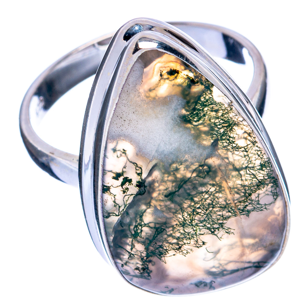 Green Moss Agate Ring Size 9 (925 Sterling Silver) R144392