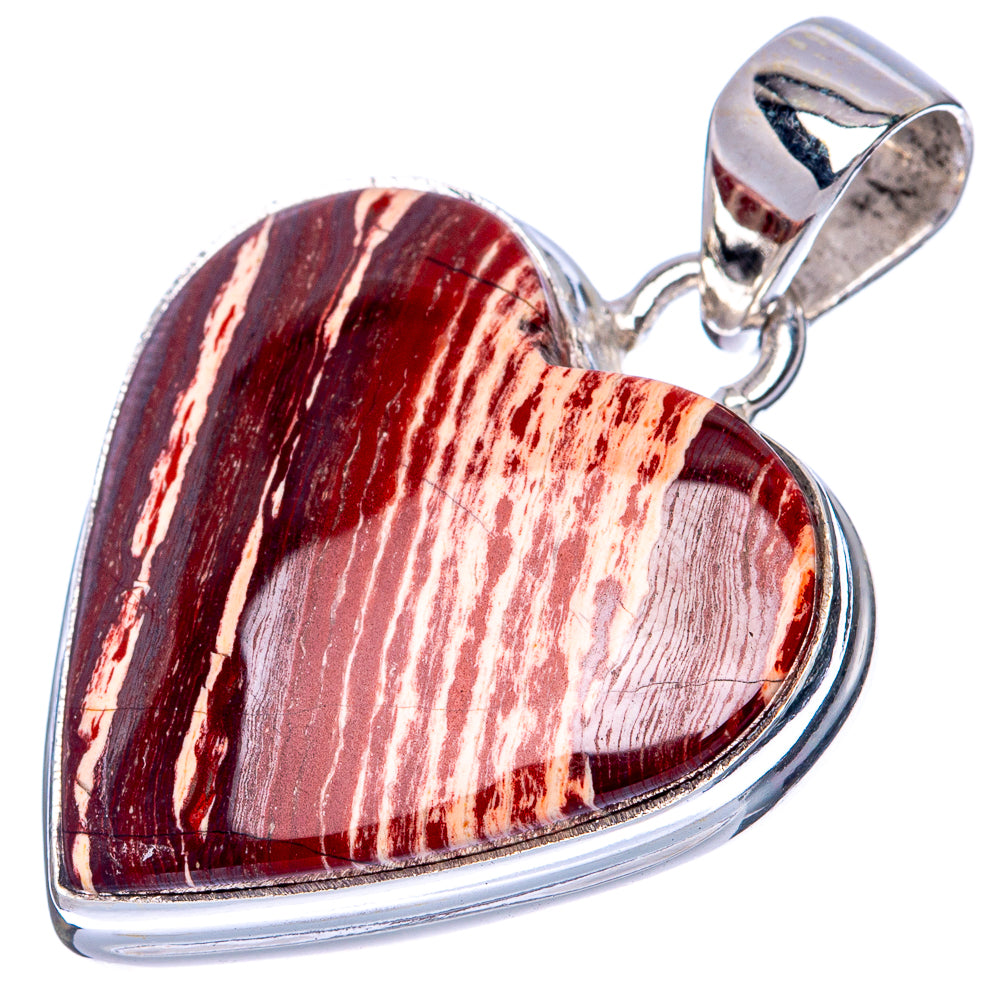 Snake Skin Jasper Heart Pendant 1 3/8" (925 Sterling Silver) P41431