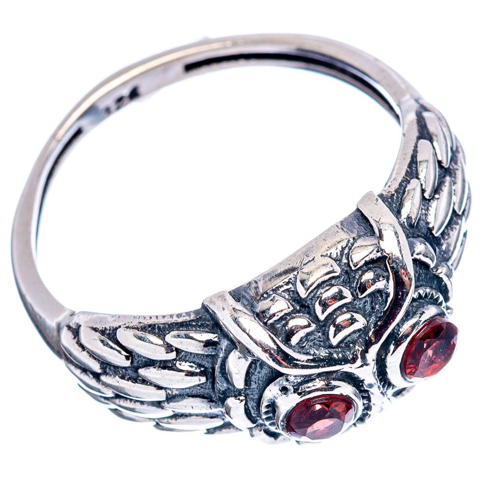 Garnet Owl Dainty Ring Size 7.75 (.925 Sterling Silver)