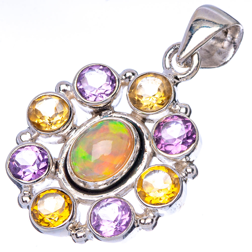 Rare Ethiopian Opal, Amethyst, Citrine Pendant 1 1/2" (925 Sterling Silver) P40975