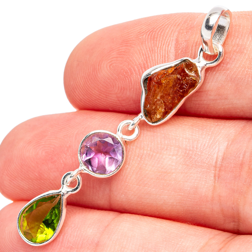 Dainty Citrine, Peridot, Amethyst Pendant 1 7/8" (925 Sterling Silver) P45229