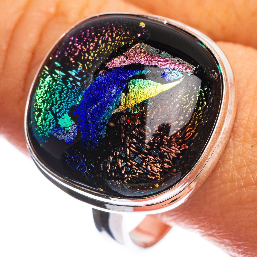 Dichroic Glass 925 Sterling Silver Ring Size 11.5