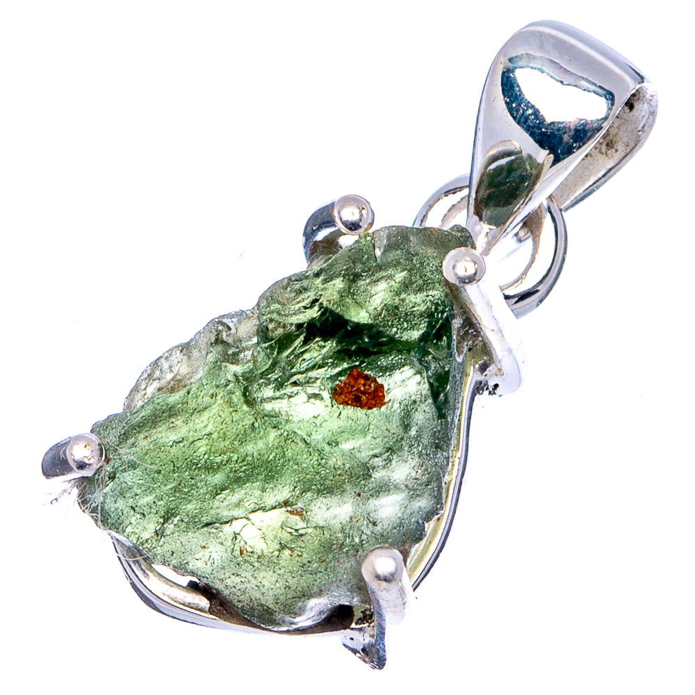 Rare Raw Moldavite Pendant 7/8" (.925 Sterling Silver)