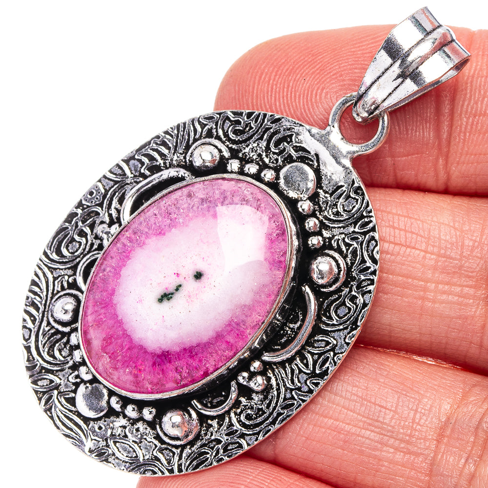 Pink Solar Quartz Pendant 2 1/8" (German Silver)
