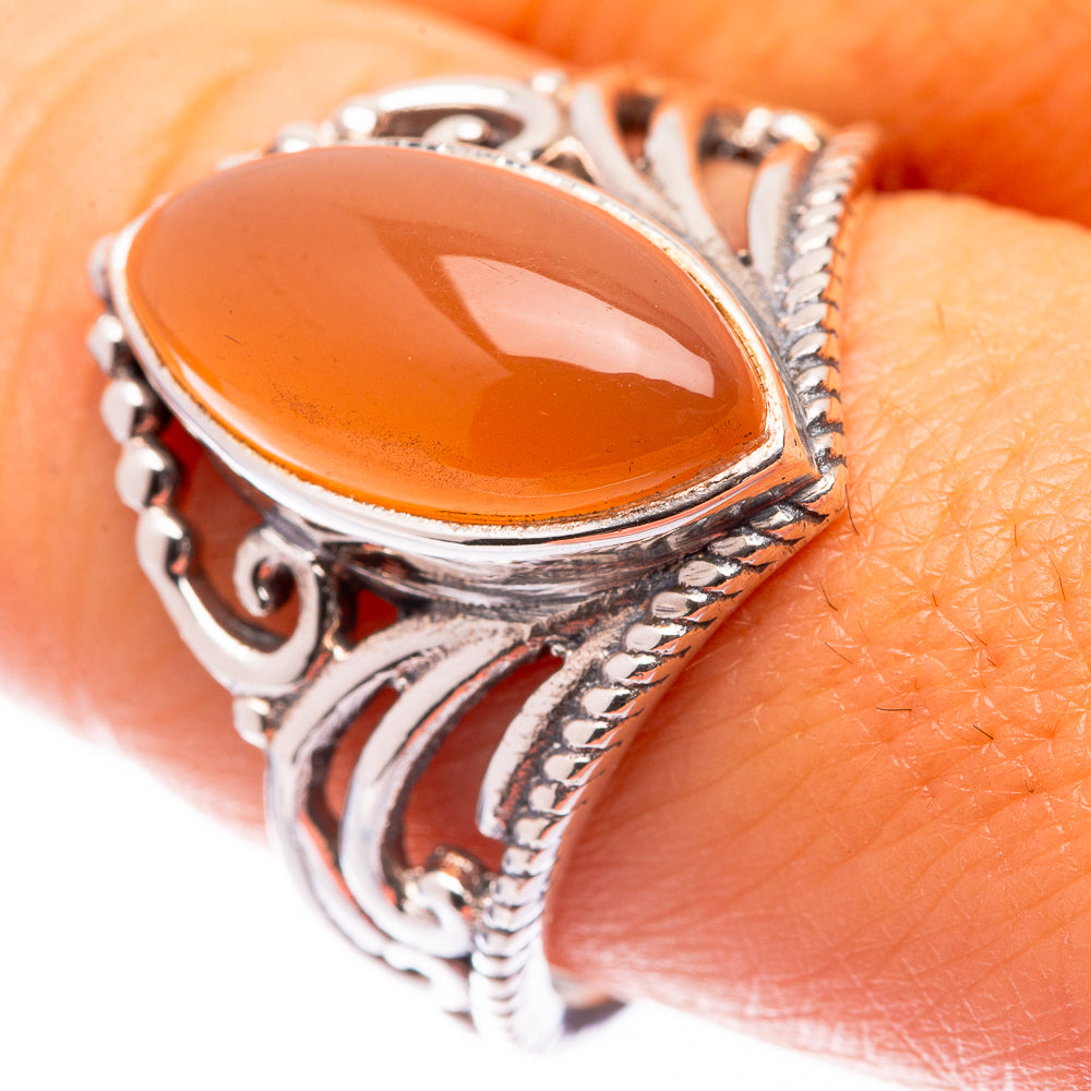 Peach Moonstone Ring Size 9 (925 Sterling Silver) R140915