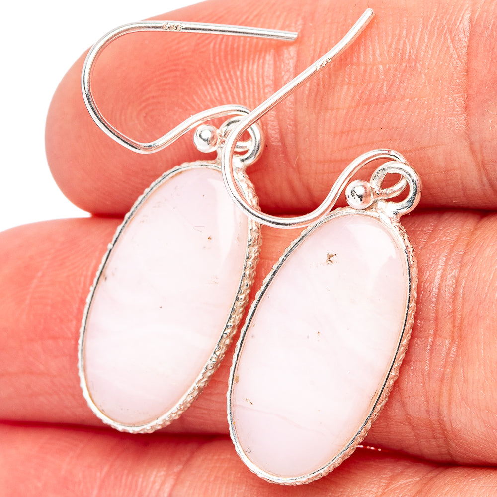 Pink Opal Earrings 1 3/8" (.925 Sterling Silver)