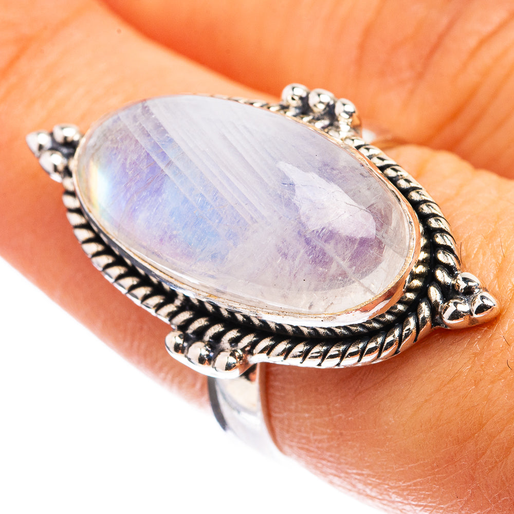 Rainbow Moonstone Ring Size 7.25 (925 Sterling Silver) R142822