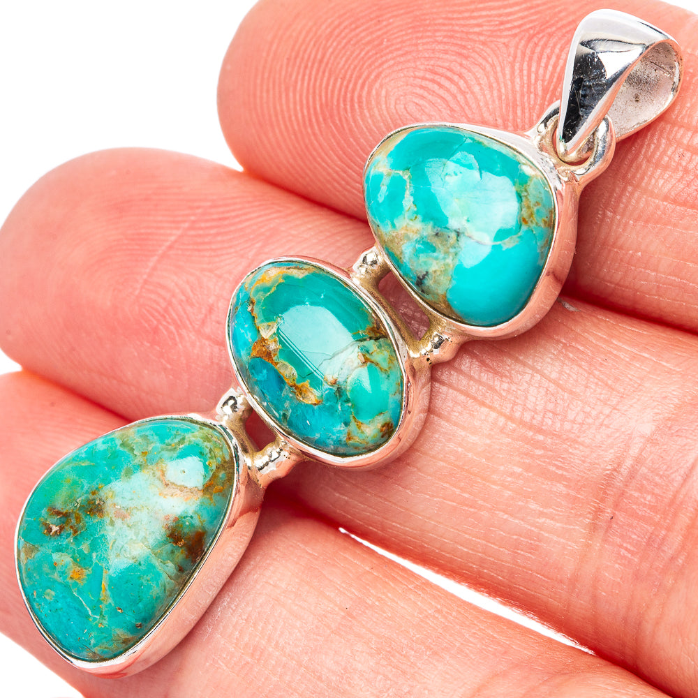 Kingman Turquoise Pendant 1 3/4" (925 Sterling Silver) P42752