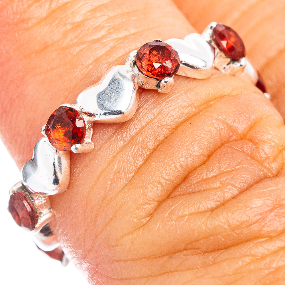 Garnet Heart Dainty Ring Size 6 (.925 Sterling Silver)
