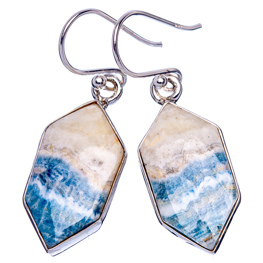 Blue Scheelite Earrings 1 3/8" (925 Sterling Silver) E1165