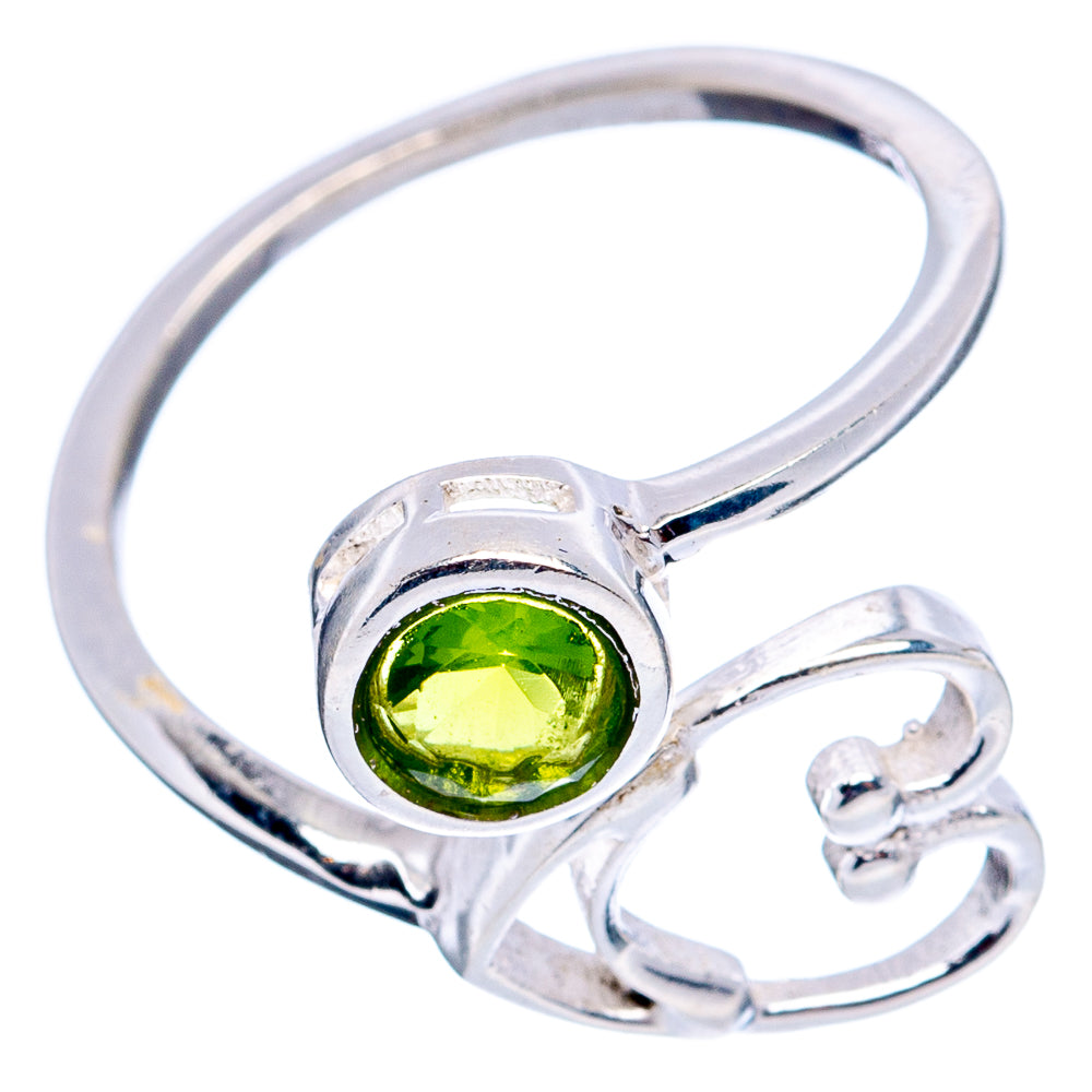 Peridot Heart Dainty Ring Size 6 Adjustable (.925 Sterling Silver)
