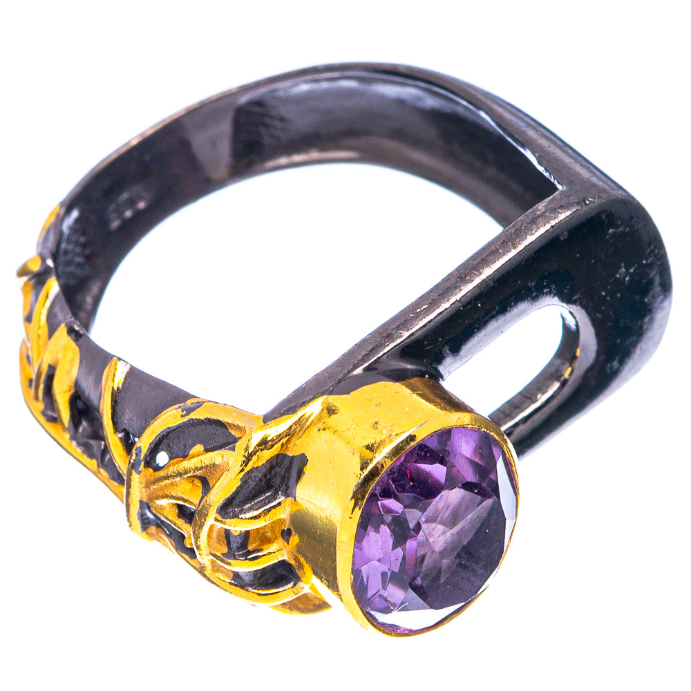 Amethyst Black Rhodium Plated Ring Size 7 (.925 Sterling Silver)