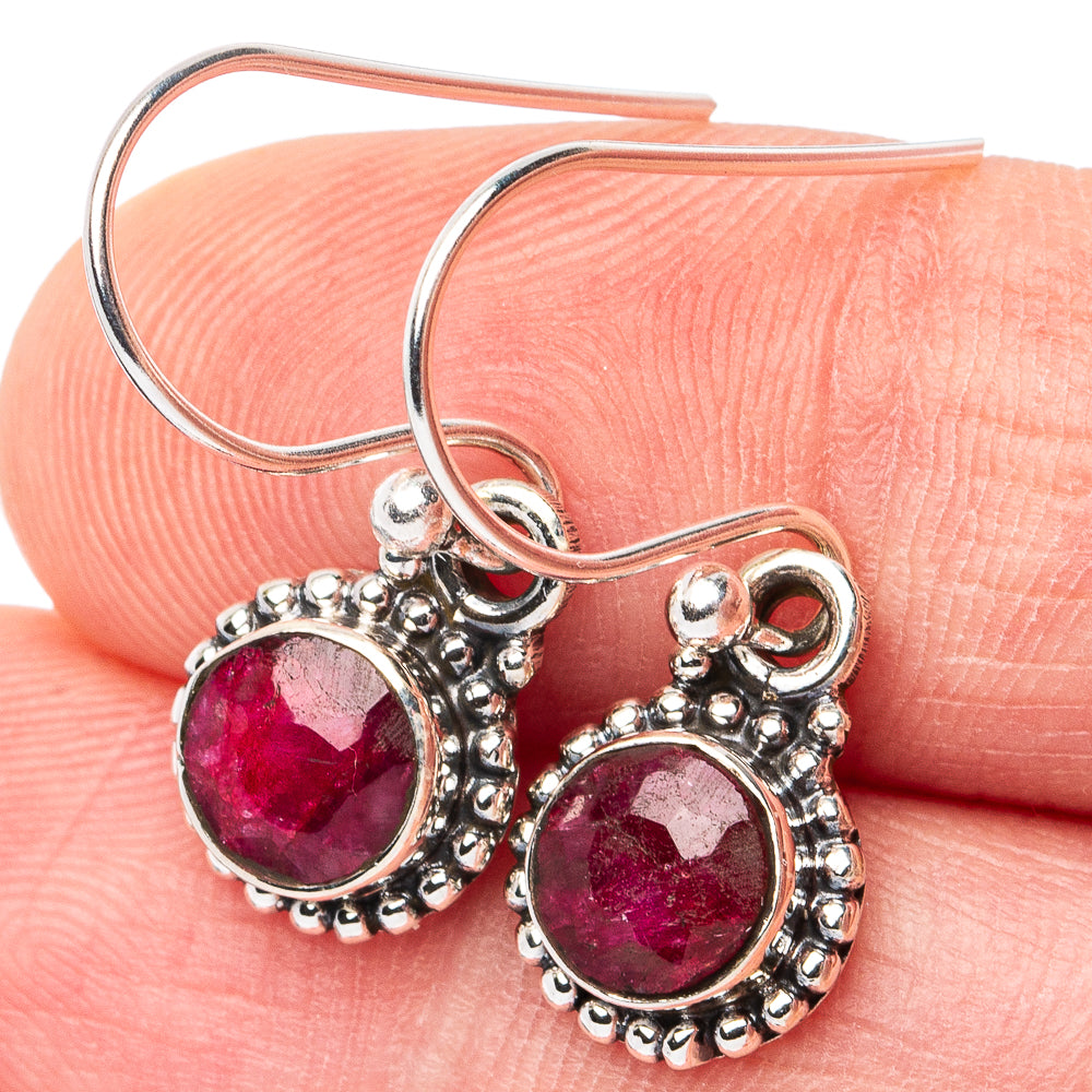 Red Sillimanite Earrings 1 1/8" (925 Sterling Silver) E3079