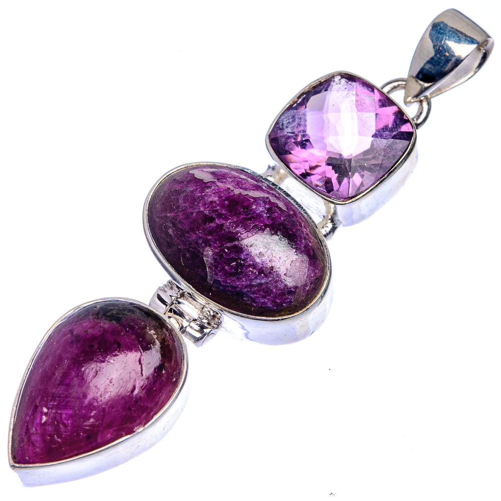 Ruby Zoisite, Amethyst Pendant 2 3/8" (925 Sterling Silver) P39707