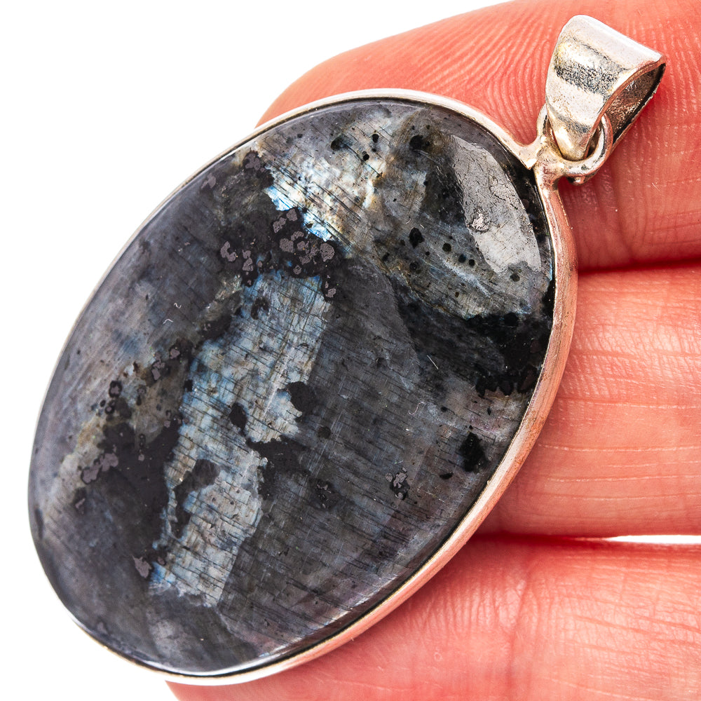 Larvikite Pendant 2 1/8" (Silver Plated)