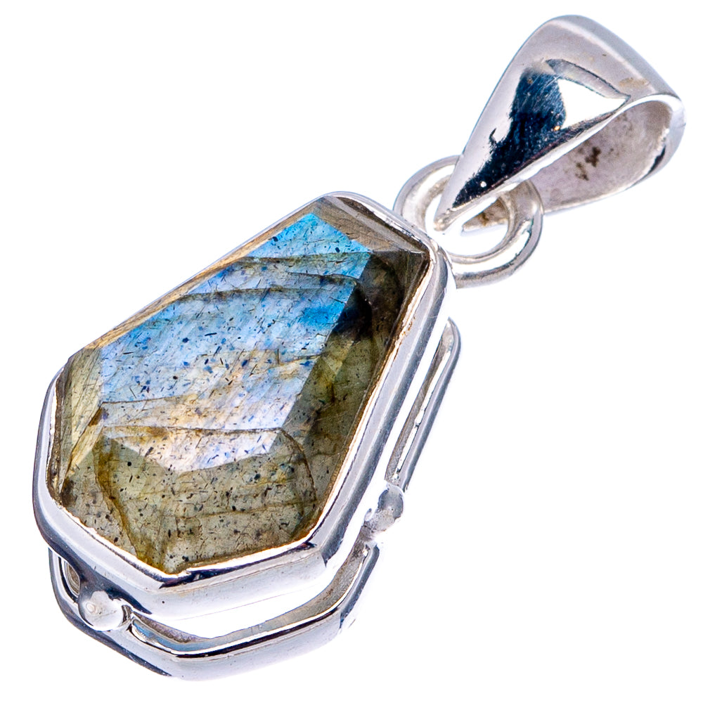 Faceted Labradorite Dainty Pendant 1" (.925 Sterling Silver)