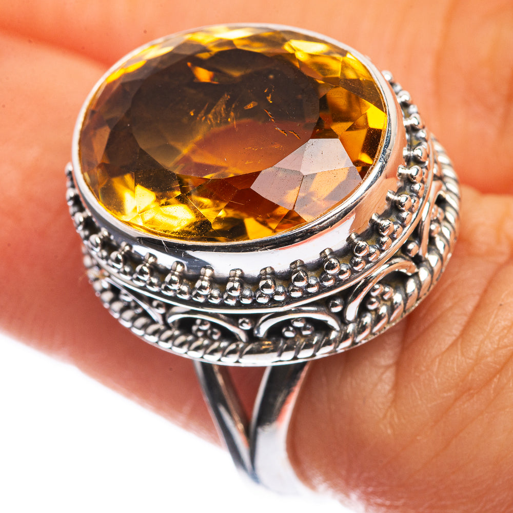 Mandarin Citrine 925 Sterling Silver Ring Size 6.25