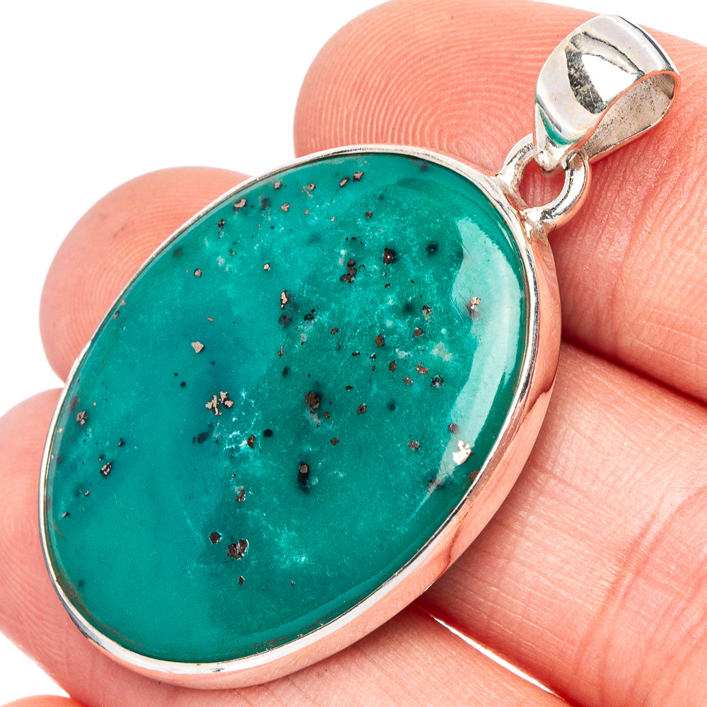 Rare Persian Turquoise Pendant 1 5/8" (925 Sterling Silver) P43182