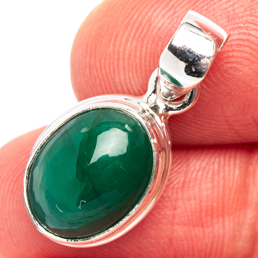 Rare Premium Zambian Emerald Pendant 7/8" (.925 Sterling Silver)