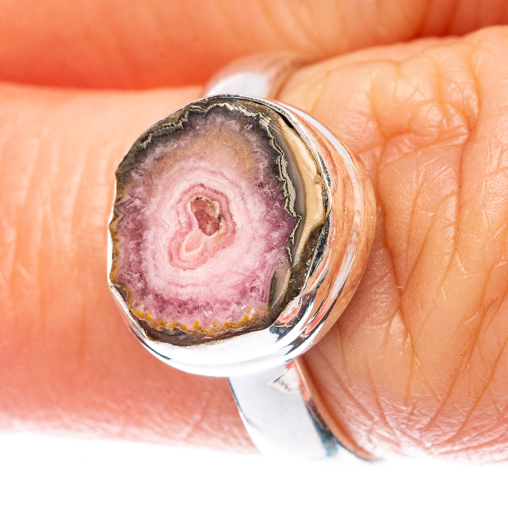 Rare Rhodochrosite Stalactite Ring Size 5.75 (925 Sterling Silver) R2982