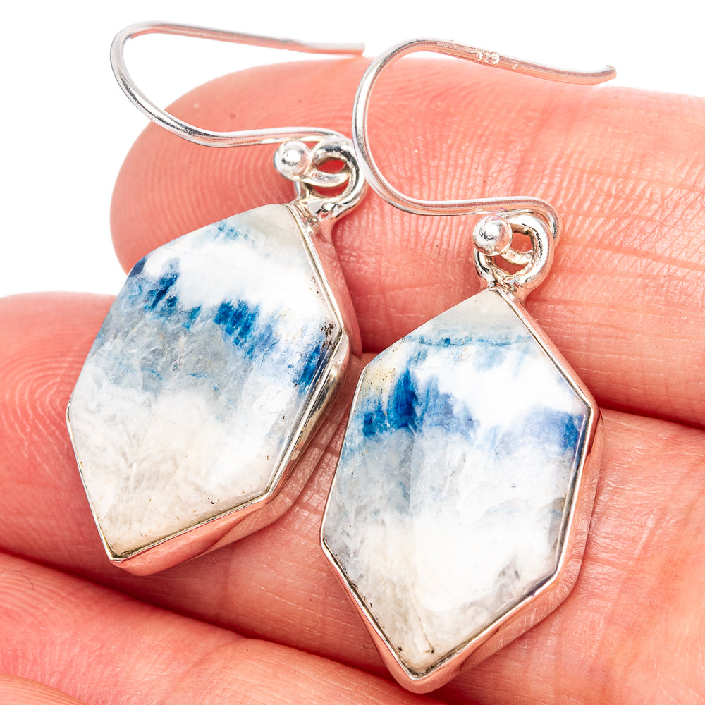Blue Scheelite Earrings 1 3/8" (925 Sterling Silver) E1119