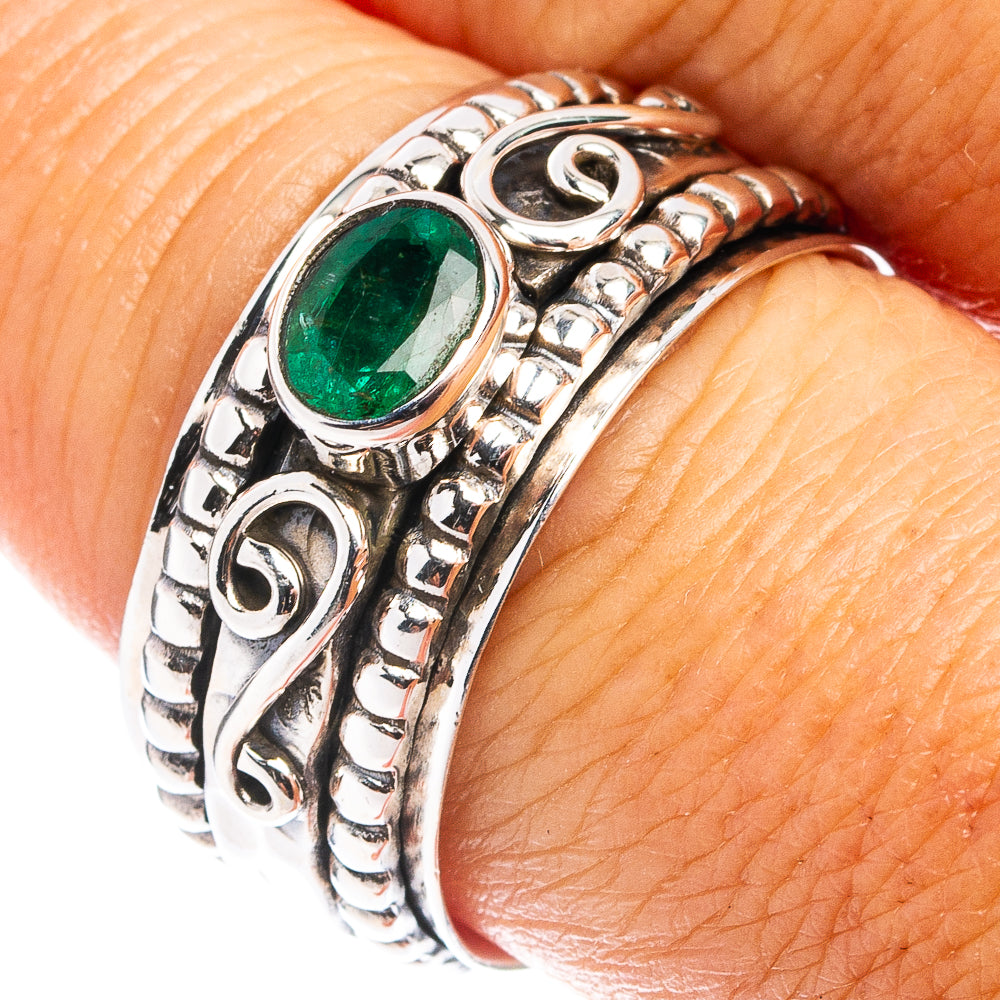 Premium Zambian Emerald Ring Size 8.25 (.925 Sterling Silver)