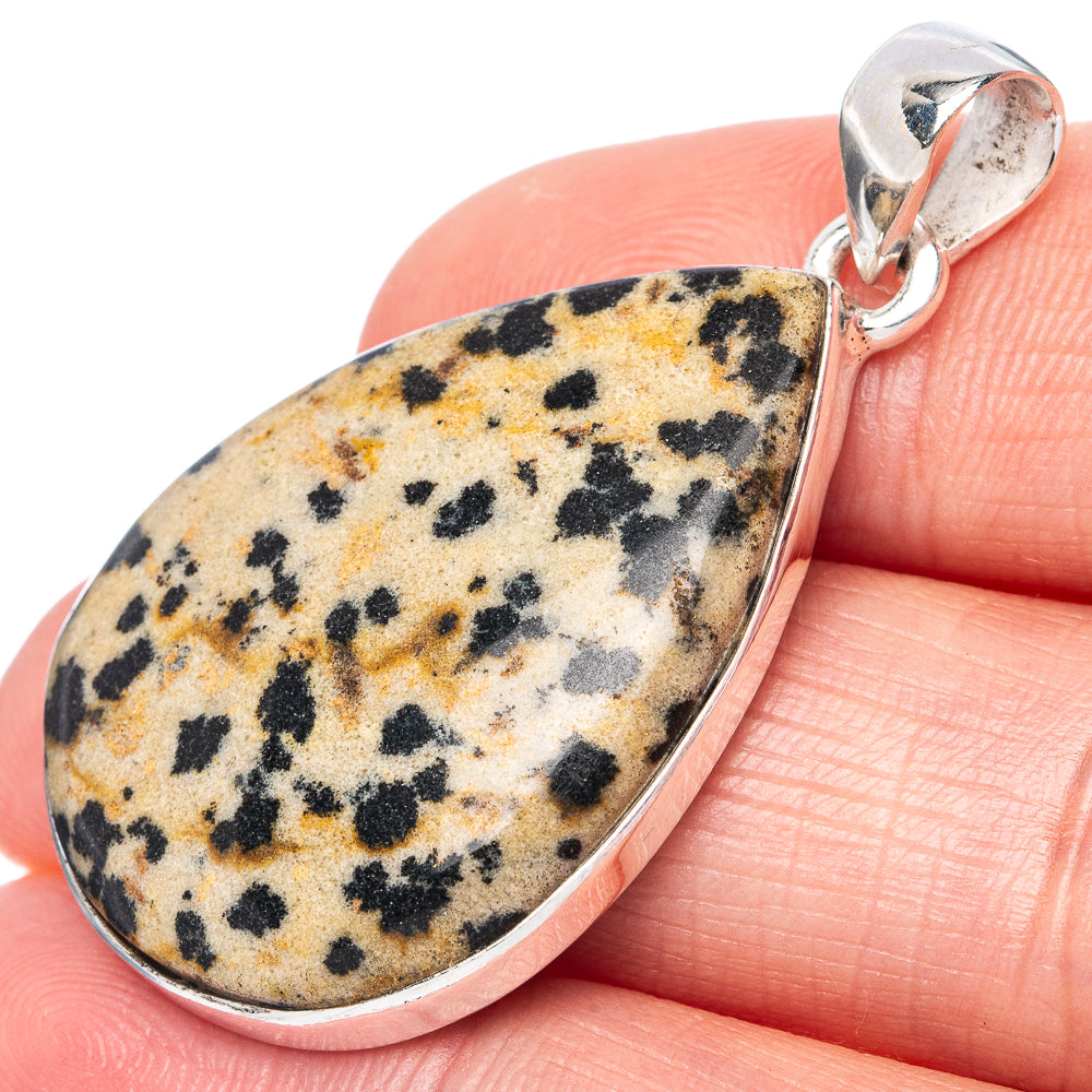 Dalmatian Jasper Pendant 1 5/8" (925 Sterling Silver) P42195