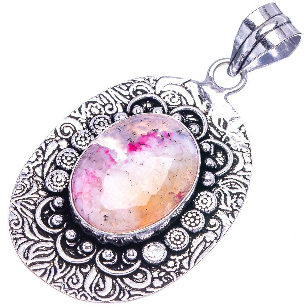 Pink Dendritic Opal Pendant 2 1/8" (German Silver)