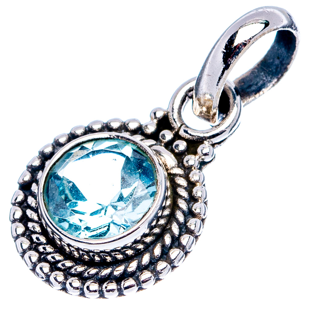 Blue Topaz Dainty Pendant 3/4" (.925 Sterling Silver)
