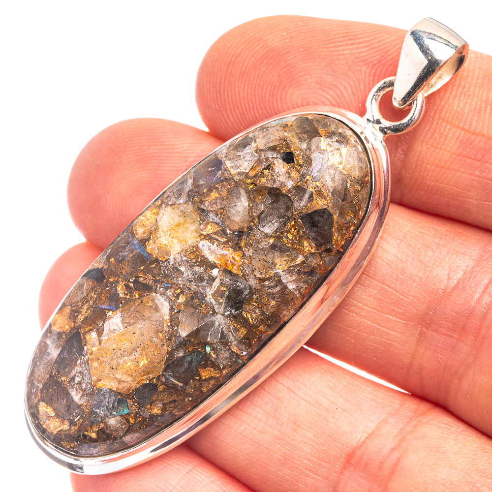 Copper Composite Labradorite Pendant 2 1/8" (925 Sterling Silver) P38839