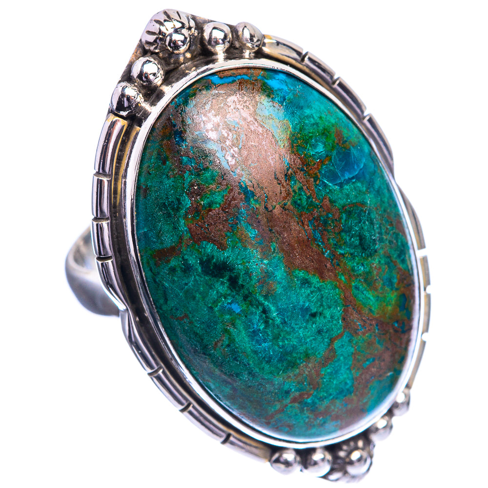 Large Chrysocolla 925 Sterling Silver Ring Size 7