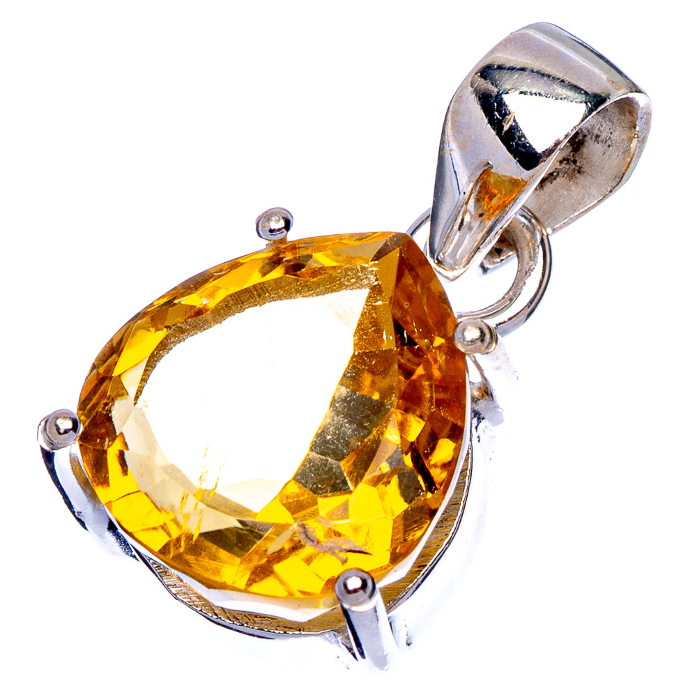 Faceted Citrine Pendant 7/8" (.925 Sterling Silver)