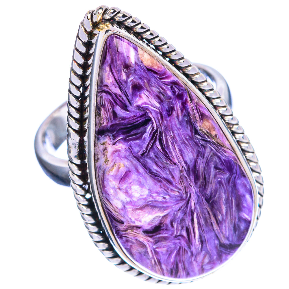 Large Charoite Ring Size 6.75 (925 Sterling Silver) R144324