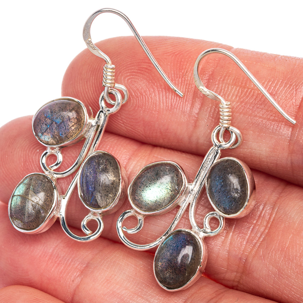 Labradorite Earrings 1 1/2" (925 Sterling Silver) E1054