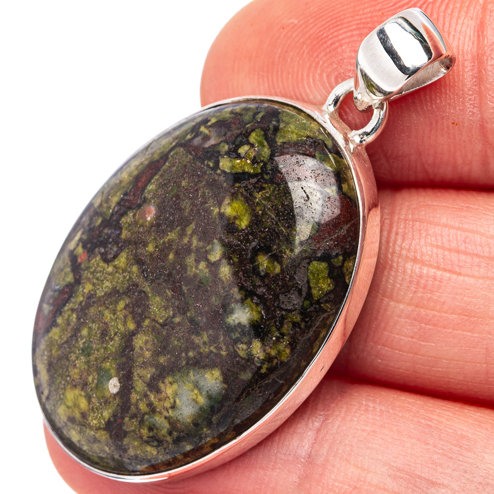 Dragon's Blood Jasper Pendant 1 5/8" (.925 Sterling Silver)