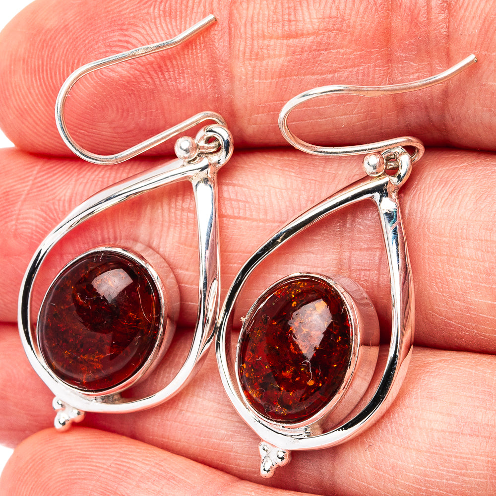 Premium Baltic Amber Earrings 1 5/8" (.925 Sterling Silver)
