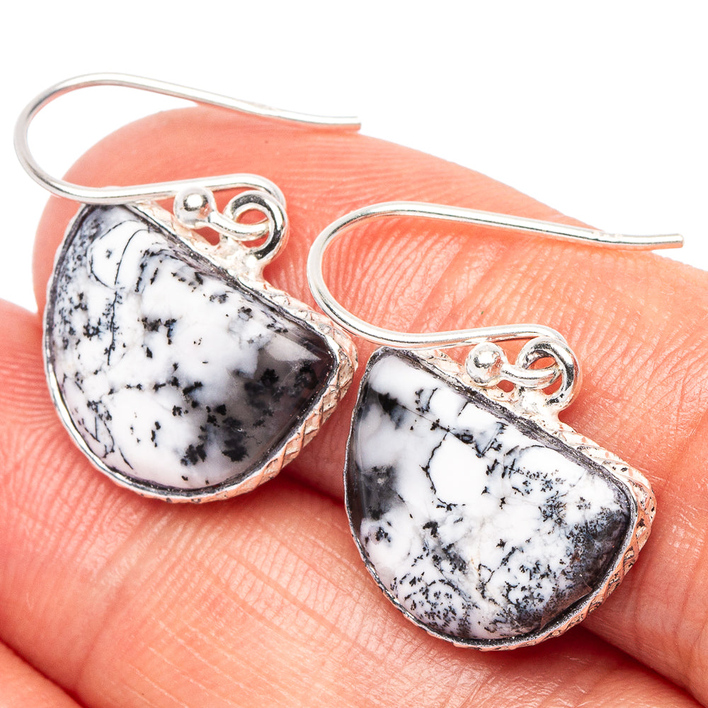 Dendritic Opal Earrings 1 1/8" (925 Sterling Silver) E2307