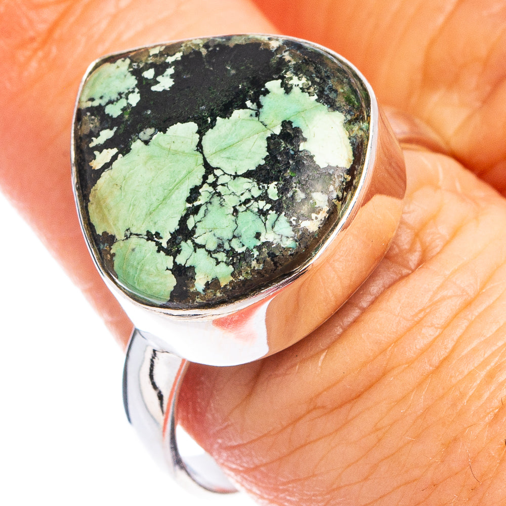 Hubei Spiderweb Turquoise Ring Size 9.25 (.925 Sterling Silver)