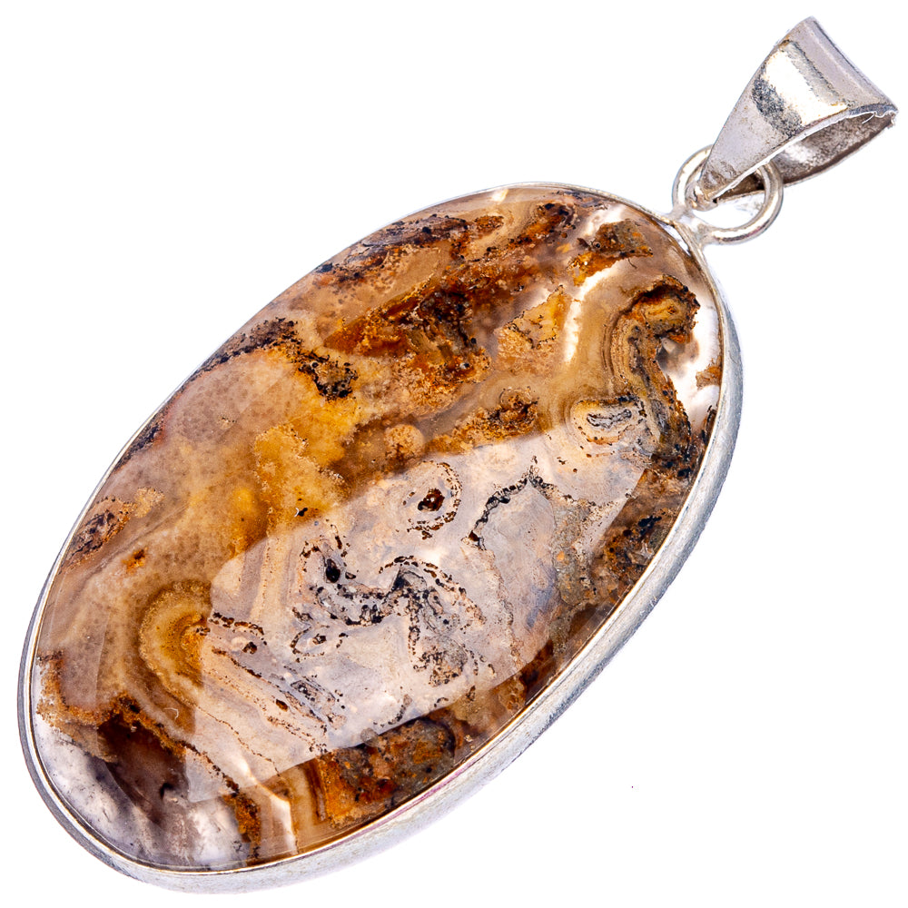 Tube Agate Pendant 2" (Silver Plated)