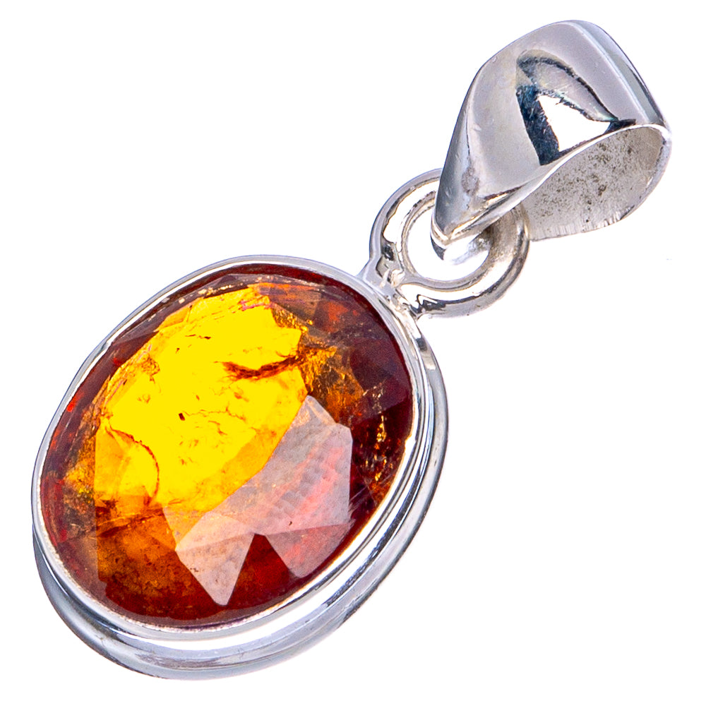 Rare Hessonite Garnet Pendant 7/8" (.925 Sterling Silver)