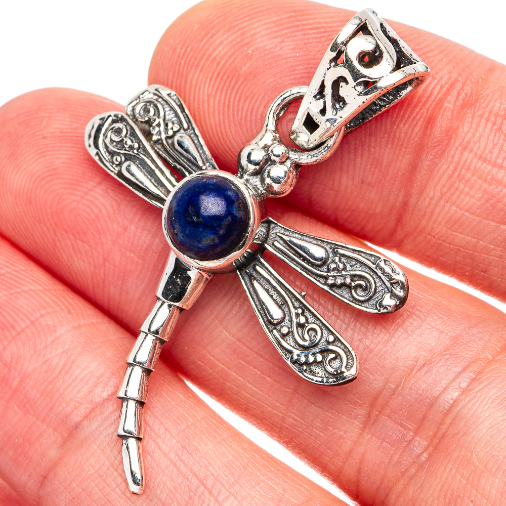 Dainty Lapis Lazuli Dragonfly Pendant 1 5/8" (925 Sterling Silver) P45519