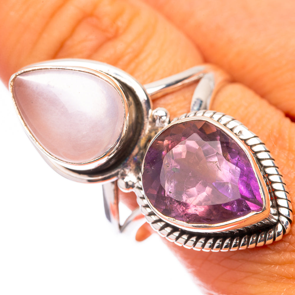 Large Rose Quartz, Amethyst 925 Sterling Silver Ring Size 10.75 (925 Sterling Silver) RING140439